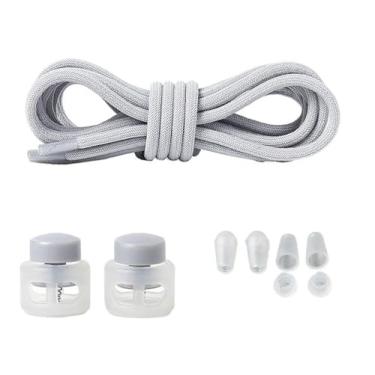 Imagem de Elastic Laces Sneakers Round Rubber Bands No Tie Shoelaces Unisex Basketball Shoe Laces Children Free Tie Shoestrings(Light gray)