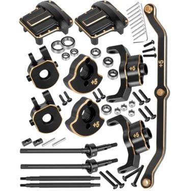 Imagem de RCHuiWow RC Axle Widening & Diff Cover Upgrades Part for 1/18 Trx4m RC Crawler Car,Brass Front & Rear 5MM Wider Axle Widening(5mm Wider on Each Side) w/ 2pcs Diff Cover for 1/18 Trx4m,Black