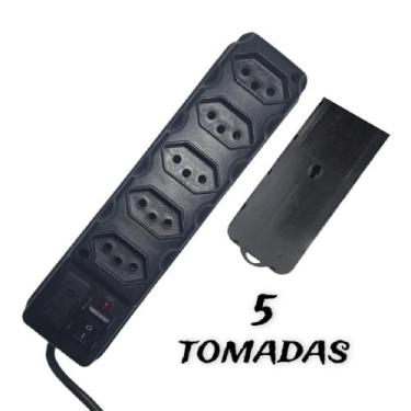 Imagem de Filtro de Linha Régua Elétrica 5 TOMADAS Bivolt C/Fusível e Chave Liga