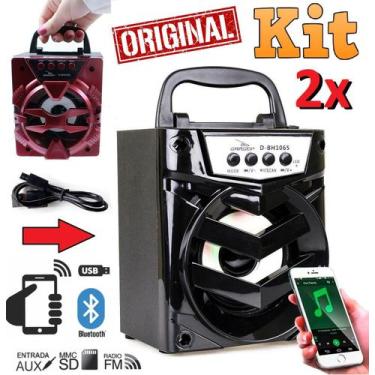 Imagem de Kit 2 Caixinhas Caixas Som Portátil Sem Fio Bluetooth Celular Rádio Fm