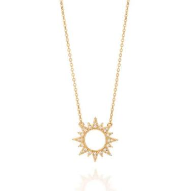 Imagem de Gargantilha  banhado ouro 3x 24k 18k e 22k  feminino sol cravejado zir