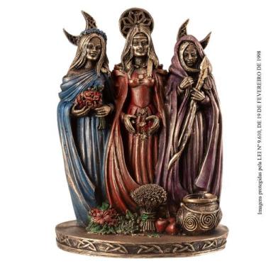 Imagem de Estátua Hécate Deusa Tríplice Colorida Em Resina - Indra Shop