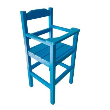Imagem de Cadeira Papinha Para Bebê Com Trava Fixa Em Madeira Maciça - Azul - Azul