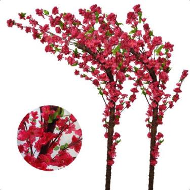 Imagem de Kit 2 Cerejeiras Galho Curvo Cores Flores Planta Artificial Grande - F