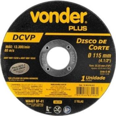 Imagem de Disco de corte 115 mm x 1,0 mm x 22,23 mm DCVP VONDER PLUS