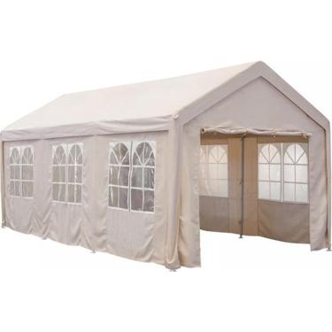 Imagem de Gazebo Pergolado Em Aço E Poliester 8x4m Jardim - Jhc