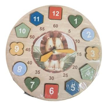 Imagem de Relógio Educativo Divertido Encaixe Mdf Pedagógico Brinquedo - Lynx Pr