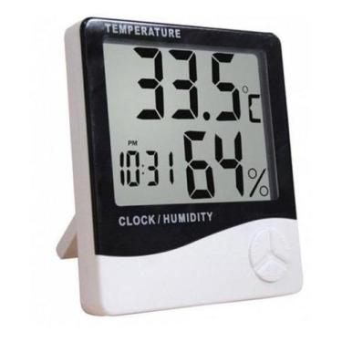 Imagem de Termo Higrômetro Medidor Temperatura Umidade Relógio Digital - Geral