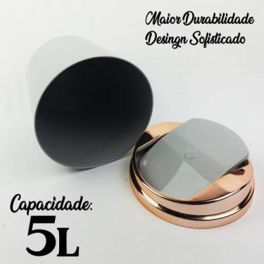 Imagem de Lixeira 5 Litros Com Tampa Rose Gold Basculante Metalizada Plástica Pa