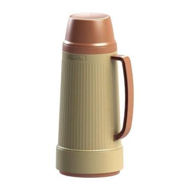 Imagem de Garrafa Térmica Ares 1 Litro Rolha 2064 Preto/Doce de Leite (Cores Sor