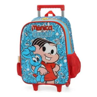 Imagem de Mochila Grande Rodinha Escolar Infantil Mônica Azul - Luxcel