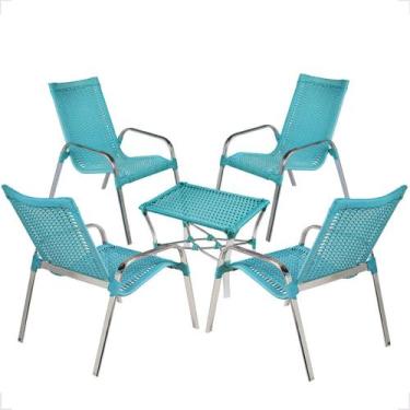 Imagem de Conjunto 4 Cadeiras e Mesa de Centro Alumínio Para Área Externa Fortal