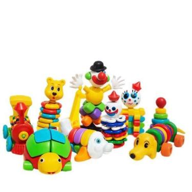 Imagem de Blocos De Montar Kit Com 10 Brinquedos Educativos Encaixe - Maxi Toys
