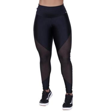 Imagem de Calça Legging Fitness Feminina Cirrê 3D Recortes Tela Cós Alto Orbis -