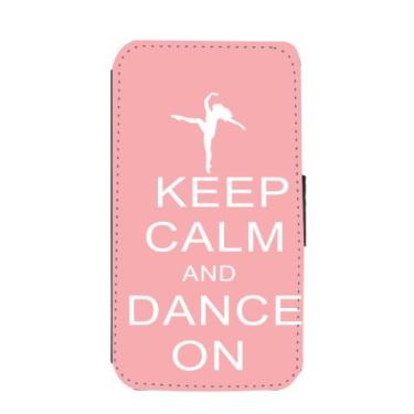 Imagem de Rikki Knight Keep Calm and Dance On - Capa carteira flip rosa claro com aba magnética para Samsung Galaxy S3