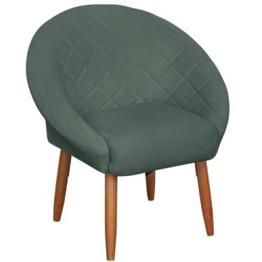 Imagem de Cadeira Poltrona para Clínica Decorativa resistente confortável tecido veludo confortável pés de madeira reforçado MOBLAN decor (VERDE MUSGO)