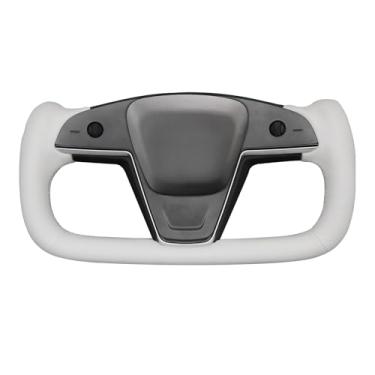 Imagem de MEWANT Capa de volante de carro Tesla Yoke costurada à mão para Tesla Yoke Model S 2021-2023 / Model X 2021-2023 Acessórios de volante para Tesla Yoke