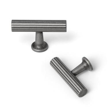 Imagem de Goo-Ki Puxador de barra em T para armário de liga de zinco prata retrô vintage - decoração listrada de furo único ferragens para quarto, cozinha, pacote com 6