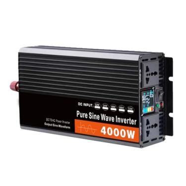 Imagem de Inversor de energia de onda senoidal pura de 4000 W Watt, 12 V 24 V 48 V 60 V 72 V DC para 110 V/220 V AC 50 HZ 60 HZ Inversor de energia para carro com 2 tomadas CA,24V to 220V