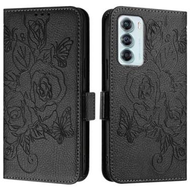 Imagem de Capa de Estojo Compatible with Motorola Moto Edg S30/G200 5G Case,Wallet Case Slim PU Leather Phone Flip Folio Case,Shockproof Protective Case with Card Holders+Wrist Strap Capa de Estojo(Black)