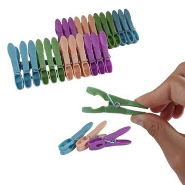 Imagem de Kit 48 Prendedores De Roupa Colorido Slim Plástico Doméstico - Paramou