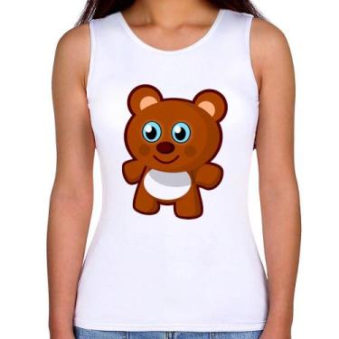 Imagem de Regata Feminina Ursinho Desenho - Foca na Moda, Branco, GG