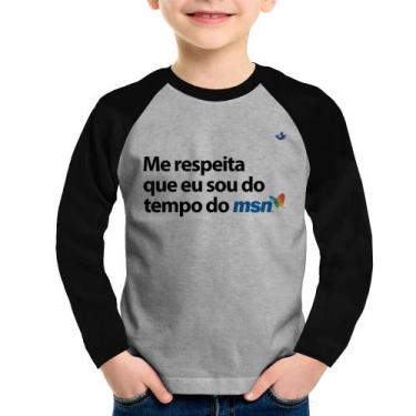 Imagem de Camiseta Raglan Infantil Me respeita que eu sou da época do msn Manga 