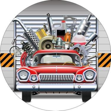 Imagem de Painel De Festa Redondo 1,50x1,50 - Carro Oficina Mecanica 021 - Via C