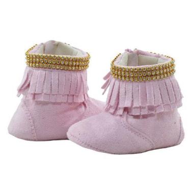 Imagem de Sapatinho de Bebê Bicho de Pé - Bota Feminina Com Franja e Strass - Ca