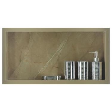 Imagem de Nicho Para Banheiro Em Porcelanato Polido Porta Shampoo Sabonete Organ