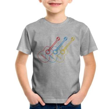 Imagem de Camiseta Infantil Violão Cores - Foca na Moda, Cinza, 10