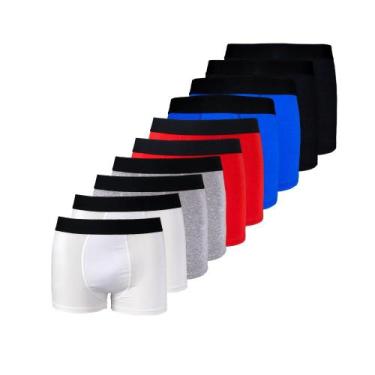 Imagem de Kit com 10 Cuecas Boxer Box Try Basics Algodão Cotton Lisa Básica Casu