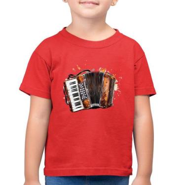 Imagem de Camiseta Algodão Infantil Acordeon Sanfona - Foca na Moda, Vermelho, 2