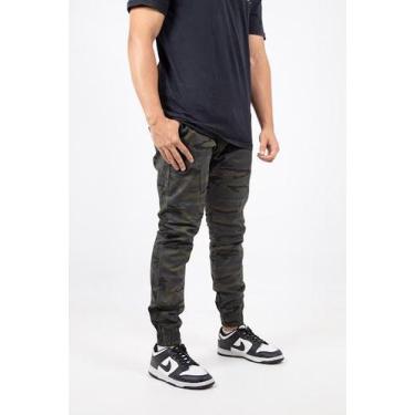Imagem de Calça Jogger Masculina Sarja Com Punho Ajustável Estilo Streetwear - P