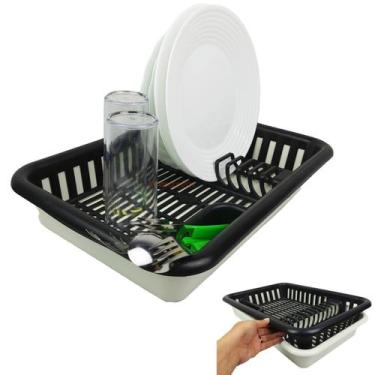 Imagem de Escorredor Louça Porta Pratos Talheres Com Bandeja Bacia Cozinha - PT 