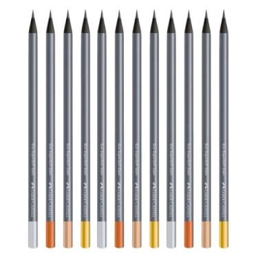 Imagem de Kit 12 Lápis Preto de Escrever Supersoft Glam Metalizado Cores Sortida