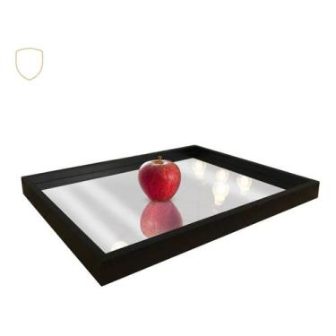 Imagem de Bandeja Decoração Madeira Fundo Espelhado 40x26cm Premium - RK, Tabaco