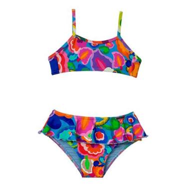 Imagem de Conjunto Biquíni Infantil Com Babado - Metida Moça, 10, Floral multico