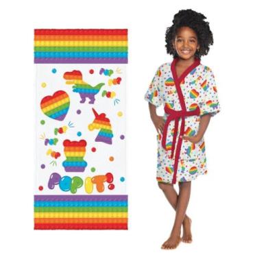 Imagem de Kit Roupão + Toalha Felpuda Infantil Menino Ou Menina Seca Rápido Para
