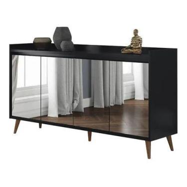 Imagem de Buffet delux delta classico com espelho 4 portas preto - Village Móvei