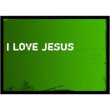 Imagem de Quadro Decorativo Religioso Frase I Love Jesus Com Moldura RC020 - Vit