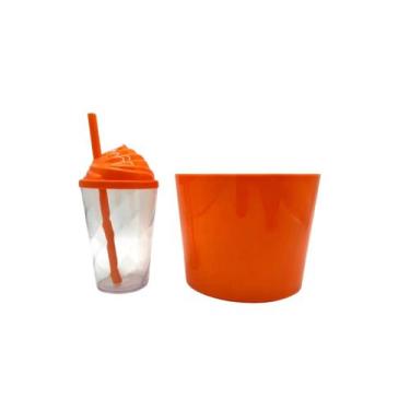 Imagem de 5 Kit copo twister cristal 300ml com tampa chantilly + balde 1,5 L lar