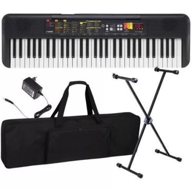 Imagem de Teclado Portátil Yamaha F52 F-52 61 Kit Estante e Capa