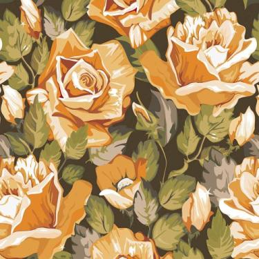 Imagem de Papel de Parede Adesivo Floras Fosco Flores Estilo Tinta Laranjas 3m -
