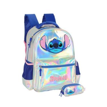 Imagem de Kit Escolar Lilo Stitch 3D Mochila Costas +Estojo Triplo 681 - Luxcel