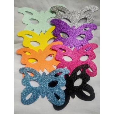 Imagem de Mascara Borboleta Glitter 120 Unidades com elástico perfeito acabament