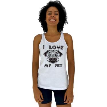 Imagem de Regata Feminina Recorte Nadador MXD Conceito I Love My Pet, P, Branco