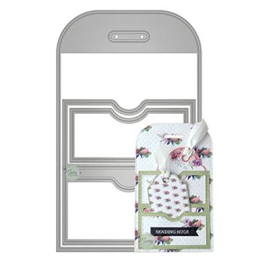 Imagem de Matty's Crafting Joy Conjunto de 3 moldes costurados para bolso, moldes de corte de metal para fazer cartões, etiquetas de presente, diários e agendas, artesanato em papel, suprimentos para scrapbook