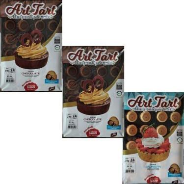 Imagem de Base de Torta, Tortinha 48 Chocolate + 24 Doce Redonda 4cm - Art Tard 