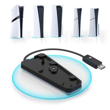 Imagem de IINE Suporte vertical RGB para PS5/Slim/Pro, PS5/Slim/Pro com luzes ajustáveis, base de estação vertical com parafuso e cabo USB para edição digital/disco